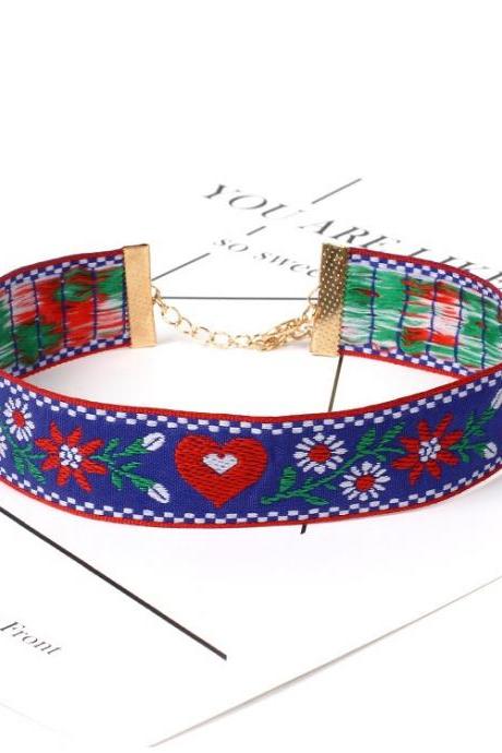 2 pcs on sale,Choker embroidered choker chain, ethnic style jewelry necklace, female collarbone chain