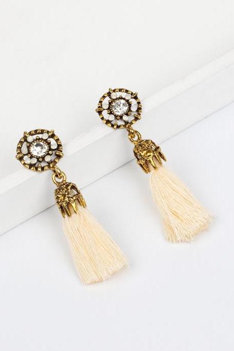 2 Pairs , Earrings, Ethnic Style Retro, Court Style, Baroque Diamond Ornaments, Hollow Tassel Earrings/earrings Accessories