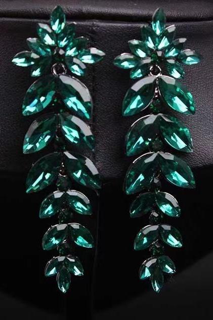 Exaggerated Earrings, Emerald Long Earrings, Fashion Accessories, Wholesale