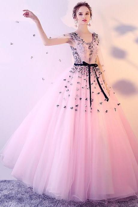 Color Wedding Dress, V-neck Puffy Princess Dress,dream Evening Dress, Party Dress,custom Made