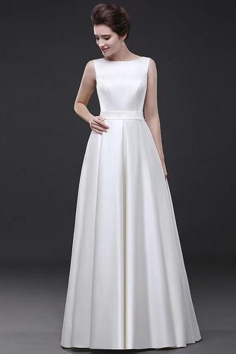 Satin Wedding Dress ,white Prom Dress,elegant Dress,custom Made