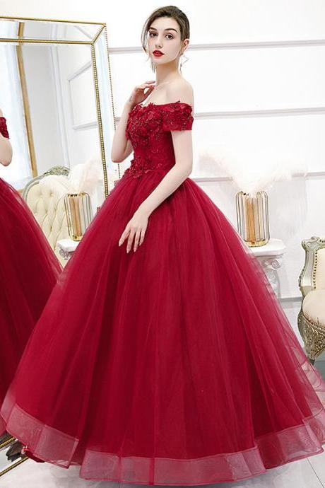 Off Shoulder Prom Dress,red Ball Gown Dress,custom Made