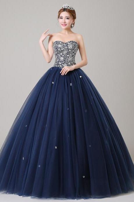 strapless prom dress,beaded ball gown dress,charming evening dress,custom made