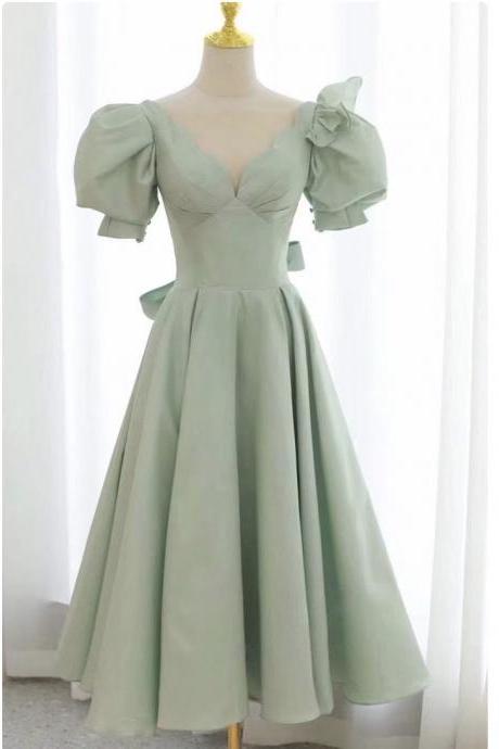 Bubble Sleeve Wedding Dress, Elegant Temperament Bridal Dress,daily Dress,custom Made