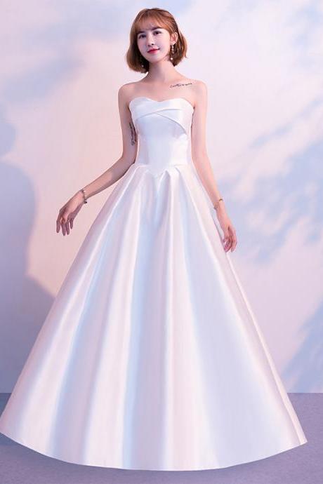 Satin Wedding Dress, Simple Bridal Dress,strapless Prom Dress,custom Made