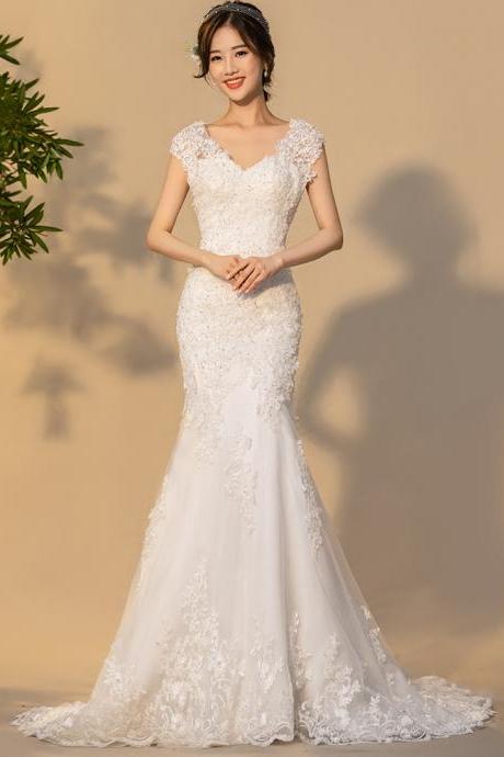 Lace Wedding Dress,mermaid Bridal Dress ,custom Made