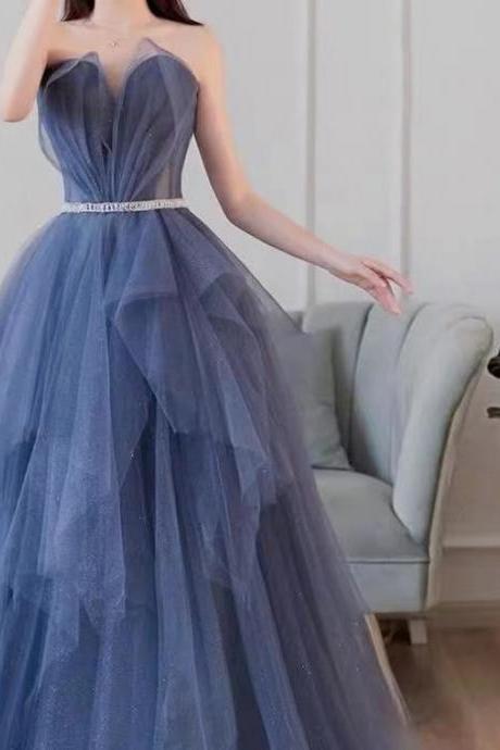 Lavender Purple Party Dress,strapless Evening Dress, An Irregular Gauze Skirt,backless Sexy Prom Dress