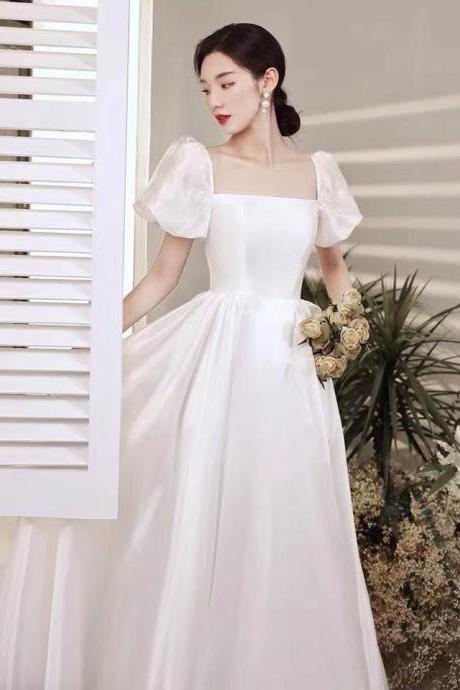 White Wedding Dress,puff Sleeve Wedding Dress,simple But Stunning Wedding Dress,bubble Wedding Dress,custom Made