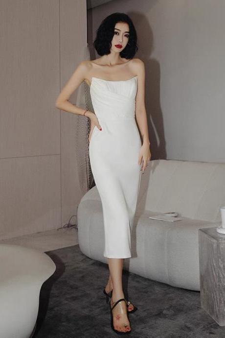 Strapless Prom Dress,white Bodycon Dress,custom Made