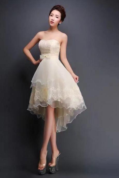Strapless Homecoming Dress,high Low Dress ,sexy Party Dress,custom Made