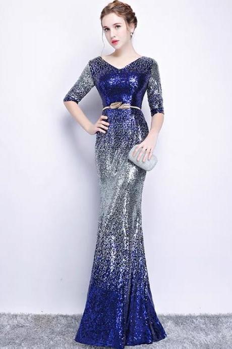 Mermaid Evening Dress, Fashion, Noble And Elegant Long Sequin Dress,custom Made