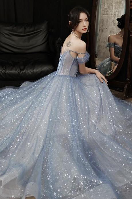 Temperament Evening Dress, Blue Princess Dress, Party Dream Dress,custom Made