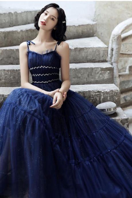 Unique,navy Blue Evening Dress,high Quality Starry Evening Dress,custom Made