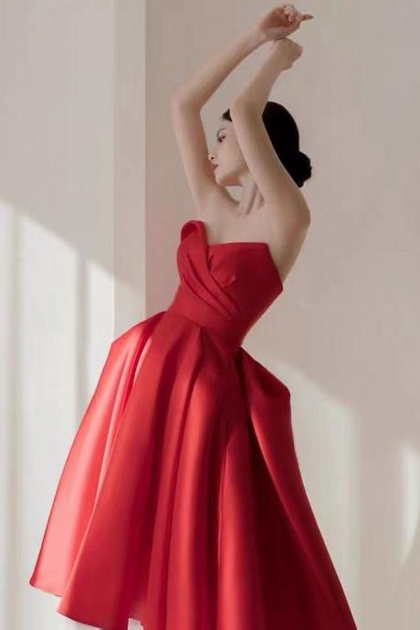 Red Homcoming Dress, Strapless Birthday Party Dress, Charming Graduation Dress,custom Made