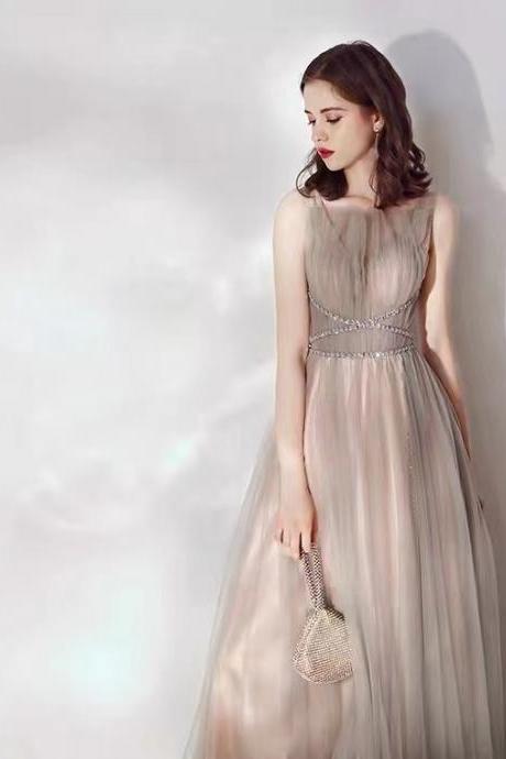 Champagne Evening Dress, Sleeveless Dream Party Dress,custom Made