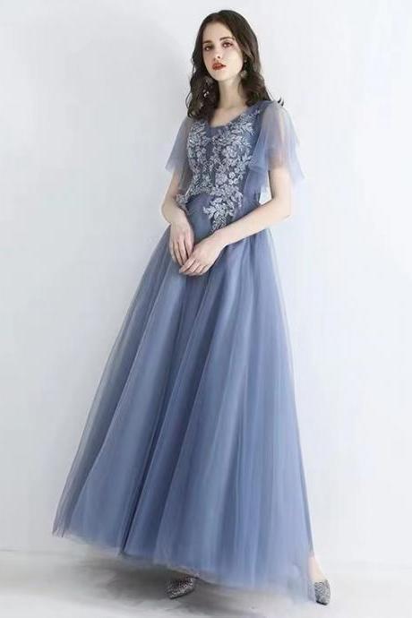 Blue Evening Dress, Socialite Dress, Elegant Party Dress,custom Made