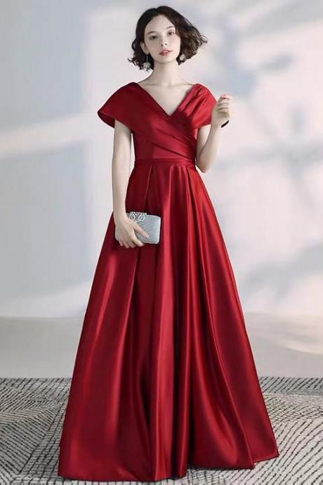 Red Evening Dress, Modern Party Dress, Satin Dress,custom Made