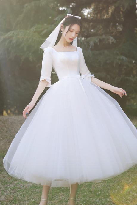 Simple Short Ball Gown, Hepburn Style, Fairy Light Wedding Dress ,custom Made