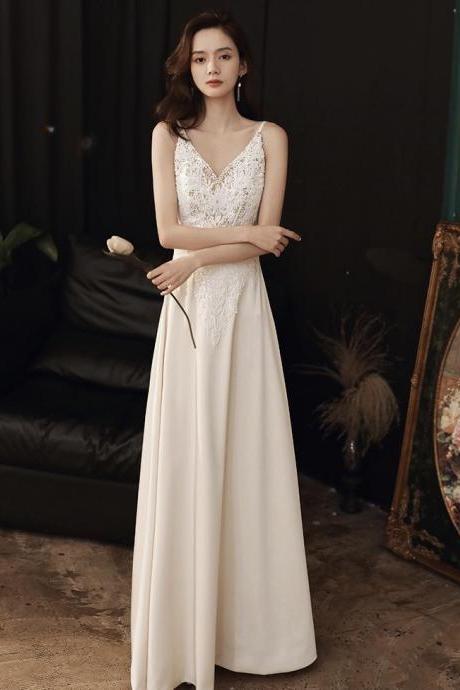 Sexy,spaghetti Strap Evening Dress, Spring/summer, Elegant White Party Dress,custom Made