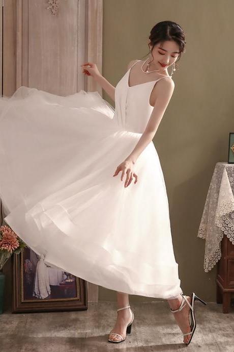 Sweetheart Tea Length Satin Pleats Prom Dress LBQ4024 main image 1