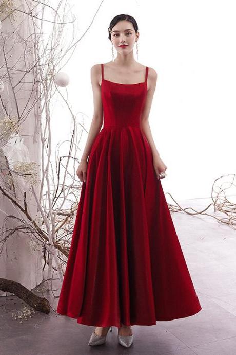 Spaghetti Strap Midi Dress,red Backless Graduation Dress,custom Made