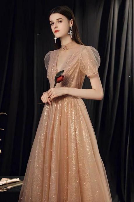 Champagne Small Evening Dress, Fairy High Quality Bouffant Dress,custom Made