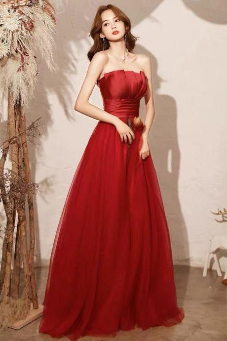 Strapless Prom Dress,red Party Dress,charming Evening Dress,custom Made