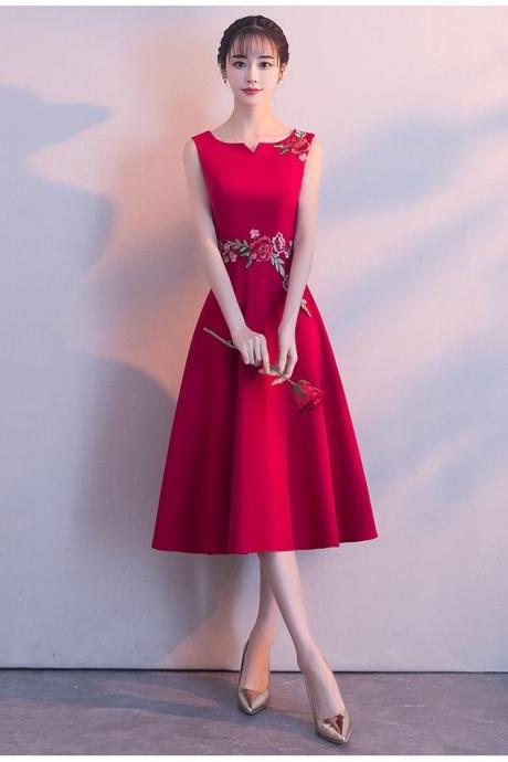 Red Homecoming Dress,red Little Dress With Embroidered,custom Made