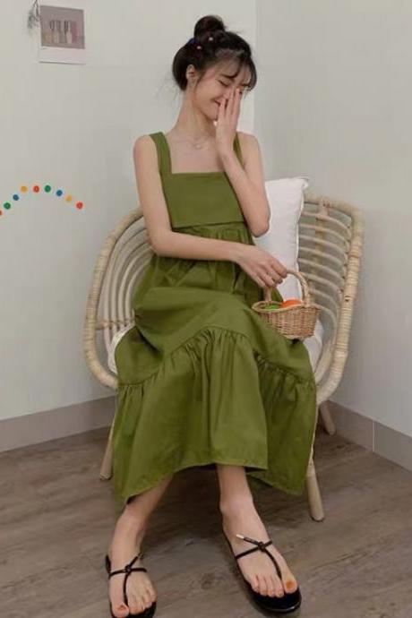 Fresh Avocado Green Halter Dress, Summer, Sweet Backless Fairy Dress