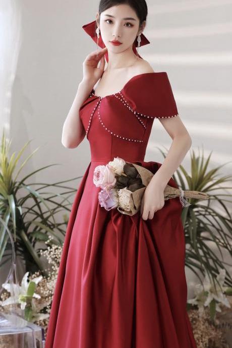 Red Ball Gown,off -shoulder Prom Dress,elegant Evening Dress ,custom Made