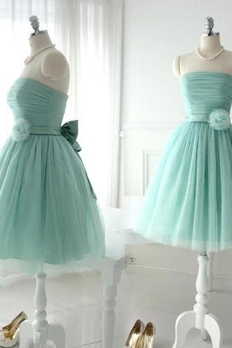 Strapless Homecoming Dress,short Mini Dress,tulle Bridesmaid Dress ,custom Made