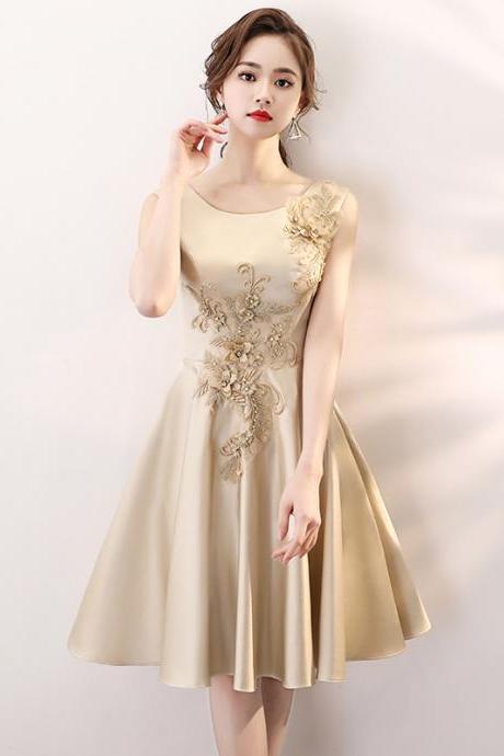 Sleeveless Dresses, Elegant Short Bridesmaid Dresses, Gold Homecoming Dresses,custom Made