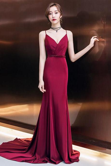 Red Evening Dress, Long, Slim, Sexy, Mermaid Prom Dress ,custom Made