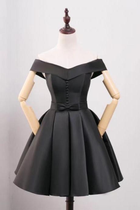 Graduation Gown, Stylish Homecoming Dress,off Shoulder Homecoming Dress,black Cocktail Dress ,custom Made