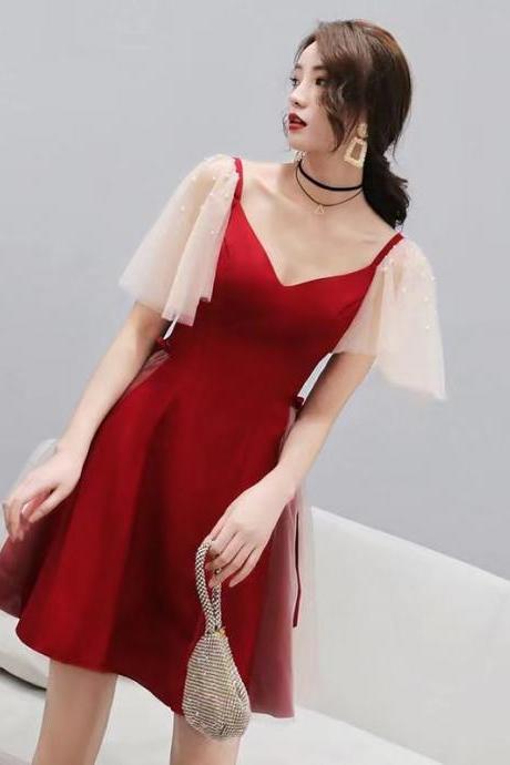 Red little dress , fairy dress, modern short homecoming dress,Custom Made