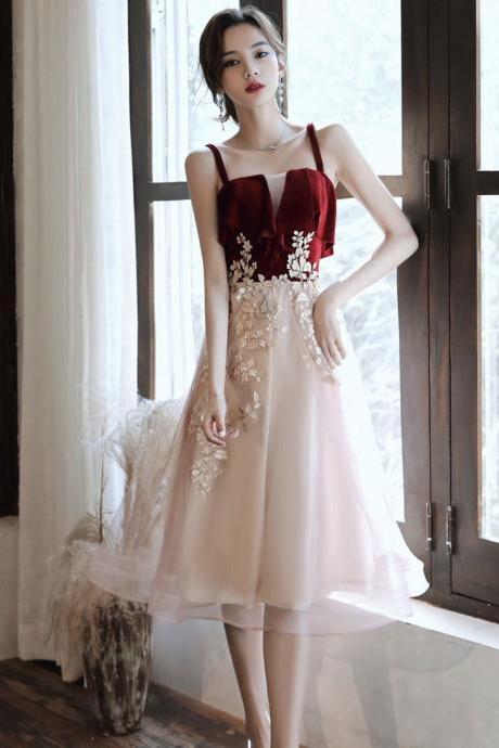 Spaghetti Strap Midi Dress,delicate Party Dress, Homecoming Dress,custom Made