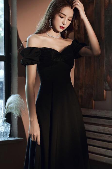 Black Birthday Dress, Off-the-shoulder Midi Dress,custom Made