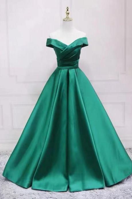 Off Shoulder Prom Dress,green Party Dress ,custom Made