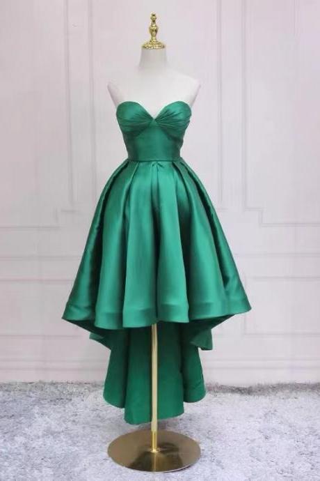 Green Evening Dress, Sexy Homecoming Dress, High Low Party Dress,custom Made