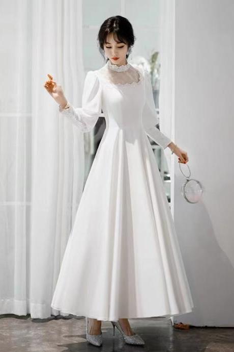Super Fairy, Vintage, Square Neck, Long Sleeve Lace Evening Dress, Little White Dress,custom Made