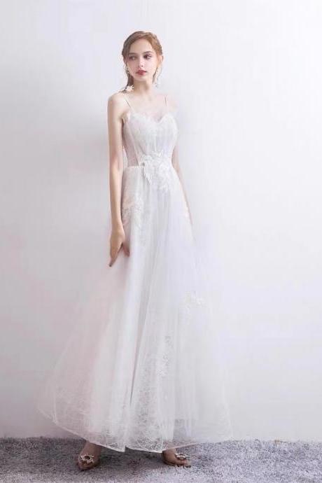 White Dress, French Light Bridal Gown With Halter Dress, Socialite Dress,custom Made