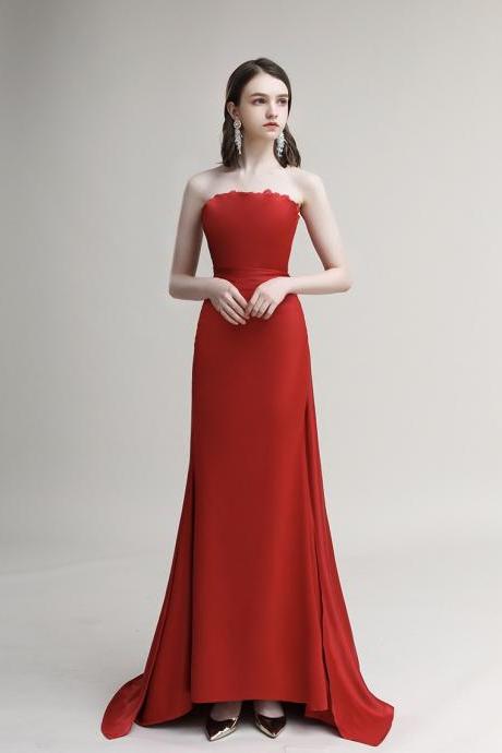 Summer, Red Modern Dress, Sexy Strapless Evening Dress,custom Made