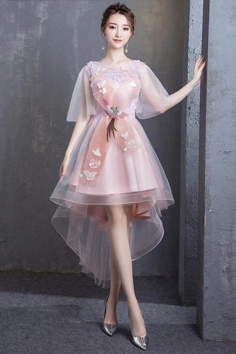 Pink Graduation Dress, Short Style ,fairy High And Low Dress,custom Made