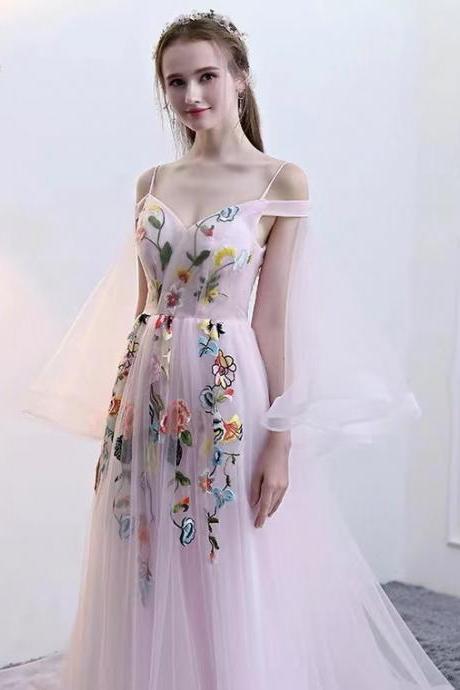 High Quality,embroidered Wedding Dress, Off Shoulder Fairy Dress With Training,custom Made