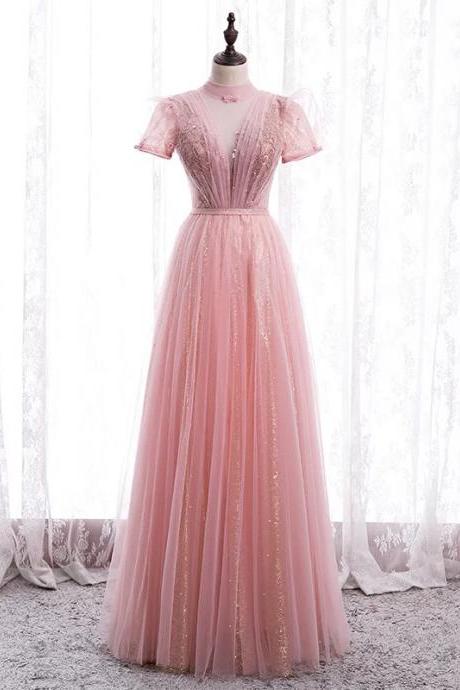 Pink Evening Dress, Fairy Elegant Party Dress,custom Made