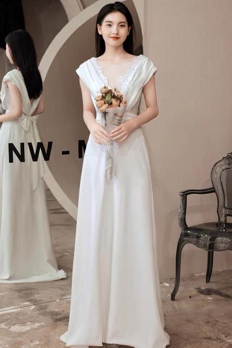 High-grade Light Wedding Dress, Satin, Backless Brigade Patting Dress,custom Made