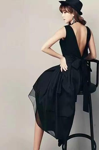 Little Black Evening Dress, Black Puffy Dress,custom Made