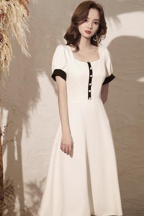 Little White Evening Dress, Socialite Party Dress,custom Made