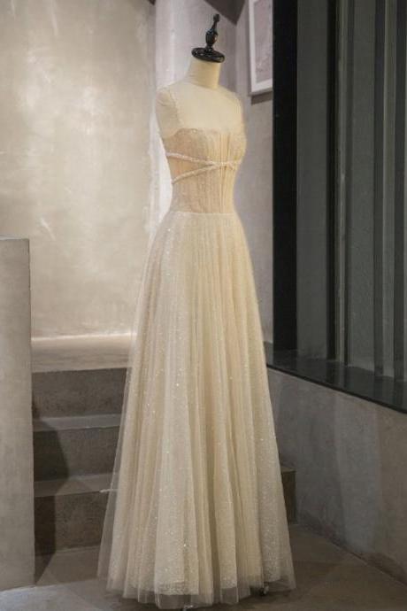 Champagne Evening Dress, Fairy Straps High Quality Dress ,custom Made