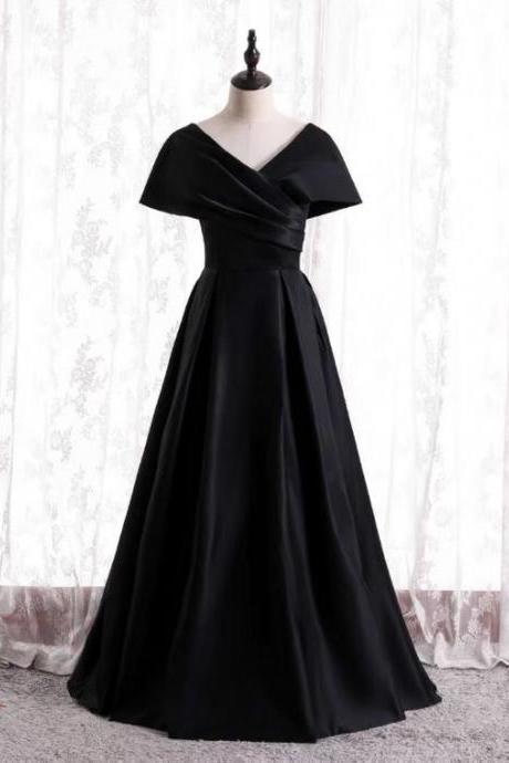 Long Black Dress, Fairy Socialite Dress,off Shoulder Prom Dress,custom Made